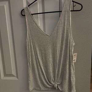 Mudd Light Gray Knotted Tank Top